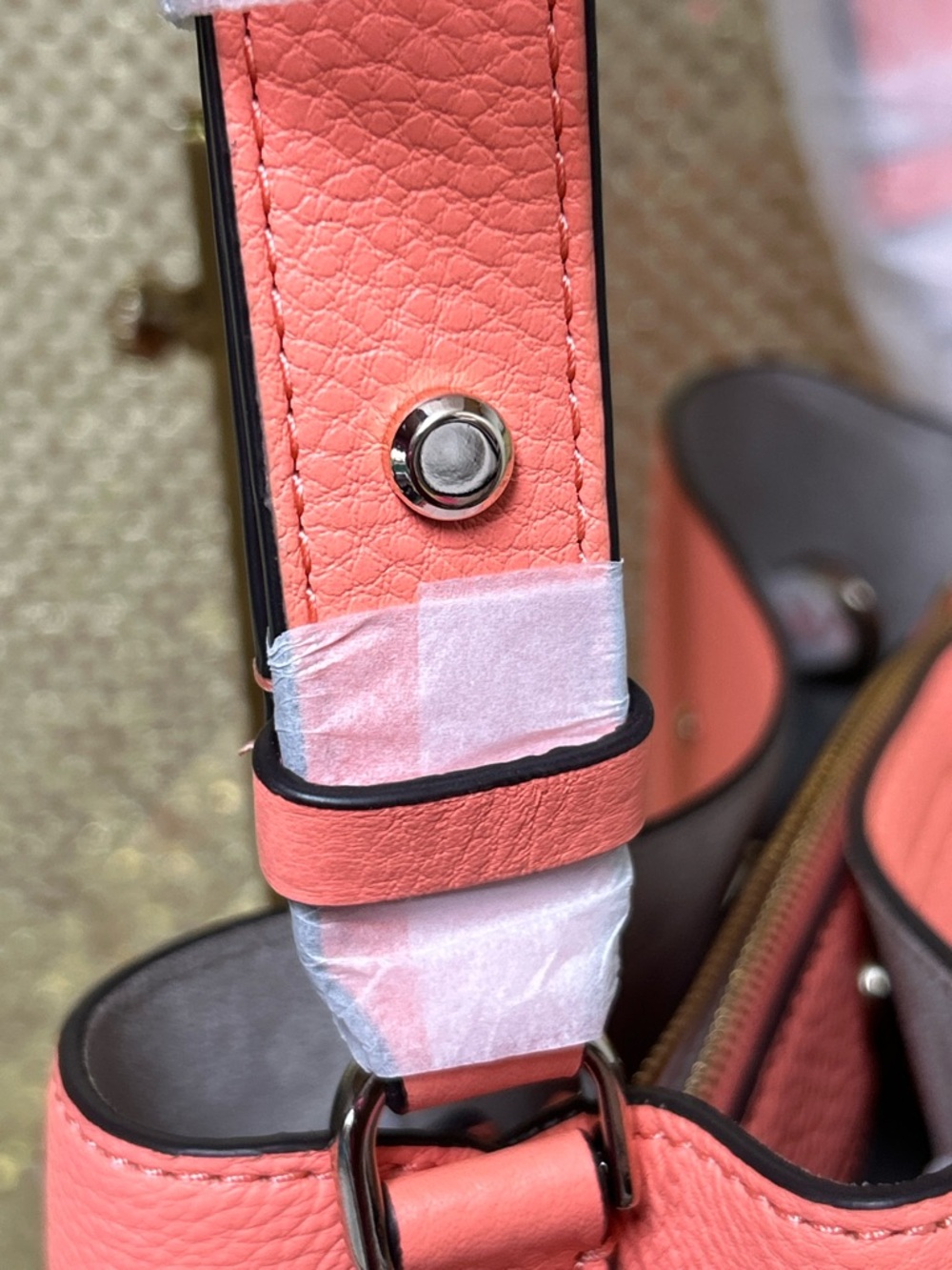 kate spade Coral Pink Pebbled Leather Shoulder Bag Approx. 9 x 10.5 x 6 - Picture 8 of 14